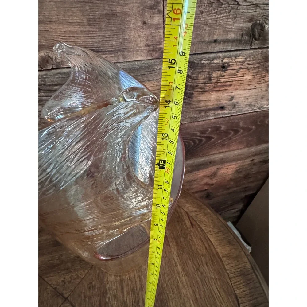 Vintage IMCM Amber Art Glass Handkerchief Vase Hand Blown Sculptural 15